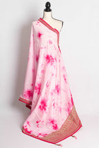 Dola Silk Shibori Cocktail Saree with Zardosi Border in Pink