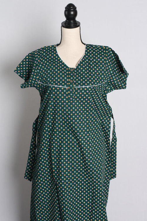 Green Pure Cotton Indian Women Nighty