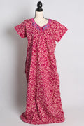 Pink Embroidery Pure Cotton Indian Women Nighty