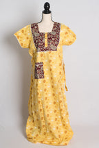 Yellow Pure Cotton Women Indian Nighty