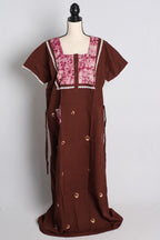 Brown Batik Pure Cotton Indian Women Night