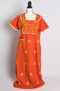 Orange Batik Pure Cotton Indian Women Nighty
