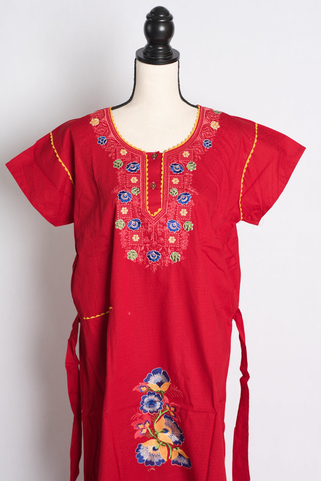Red Embroidery Work Pure Cotton Indian Nighty