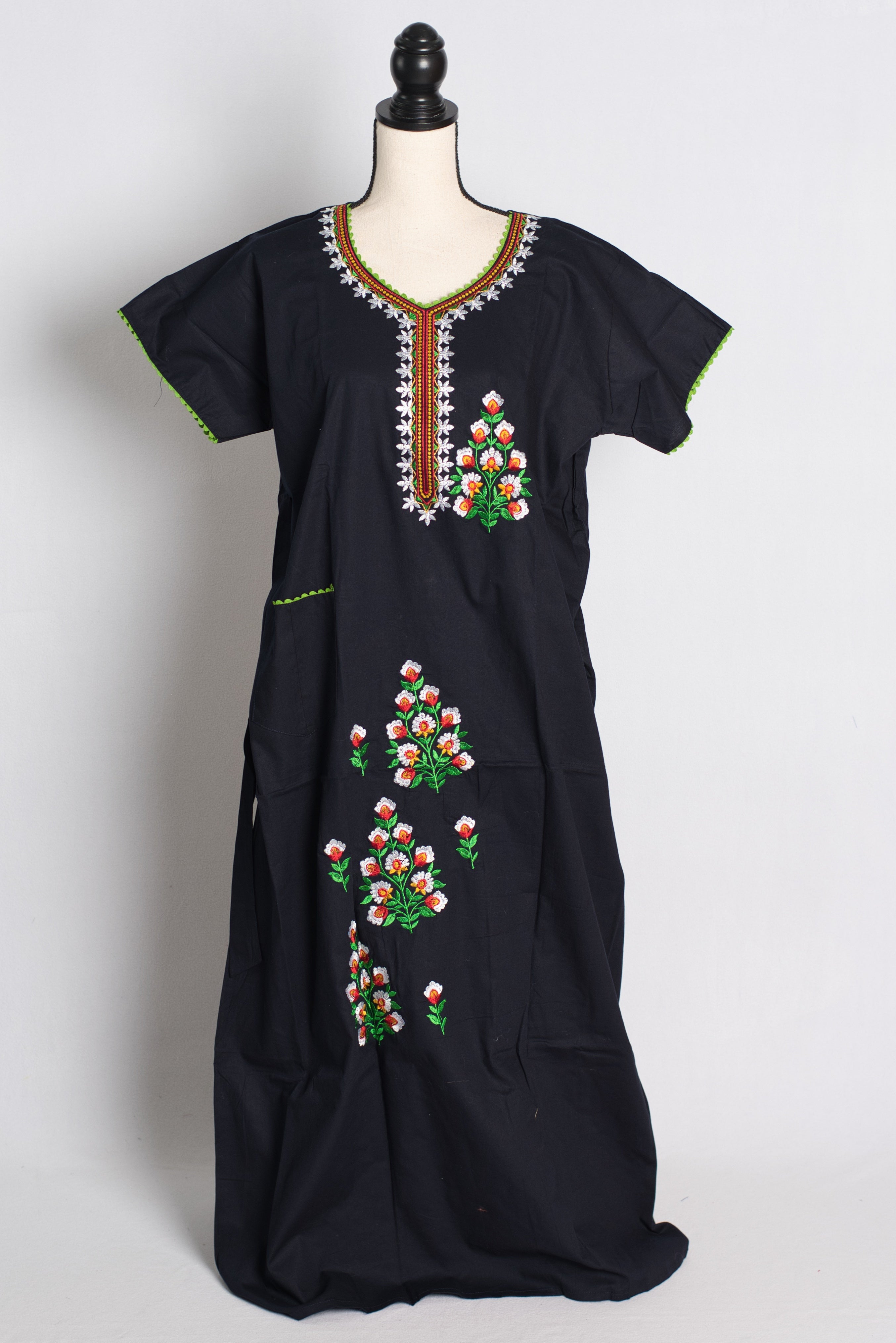 Dark Blue Embroidery Work Pure Cotton Indian Nighty
