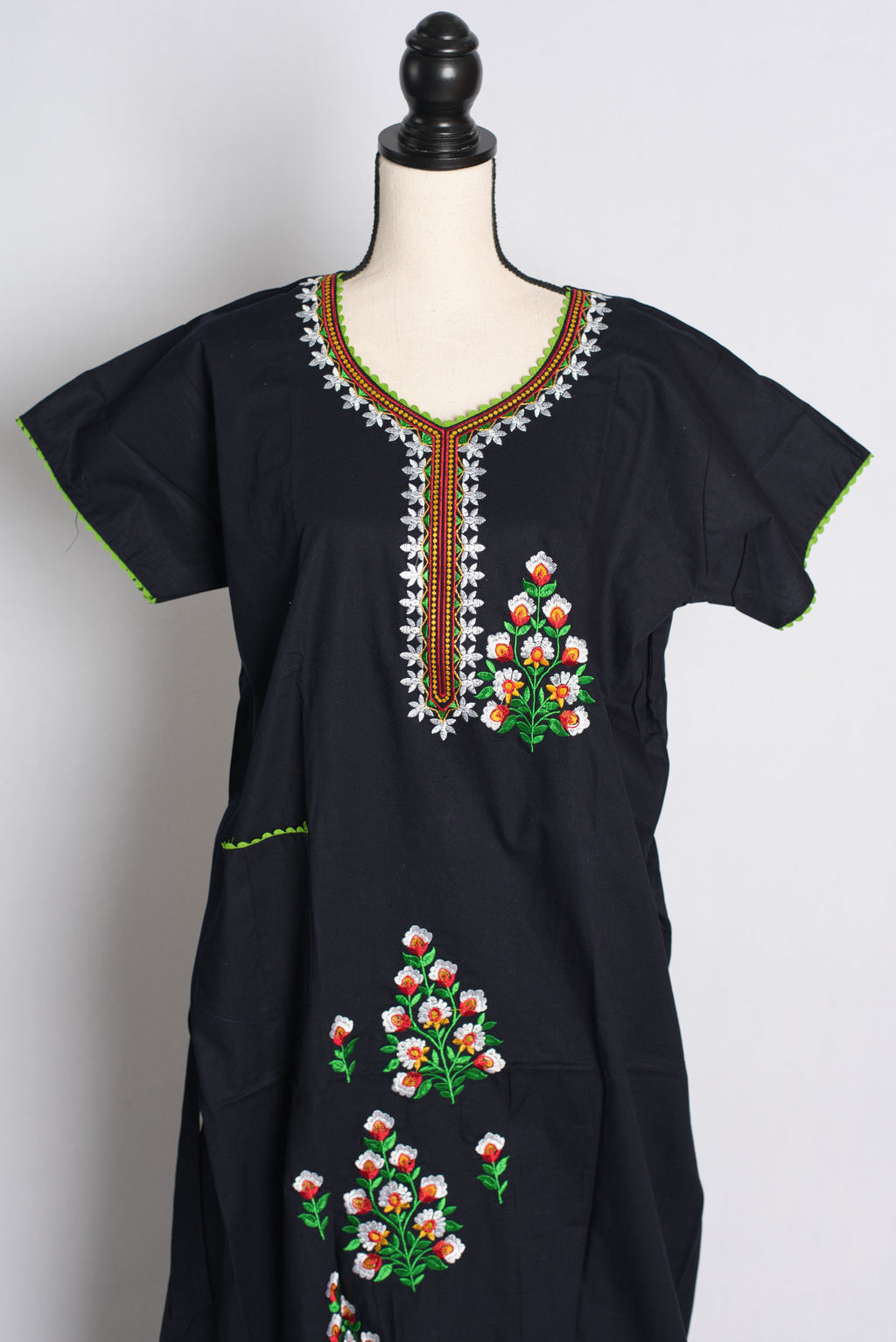 Dark Blue Embroidery Work Pure Cotton Indian Nighty
