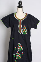 Dark Blue Embroidery Work Pure Cotton Indian Nighty