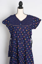 Blue Ikkat Print Pure Cotton Indian Women Nighty