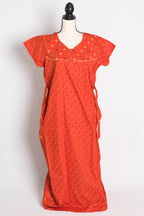 Orange Polka Dot Pure Cotton Indian Women Nighty