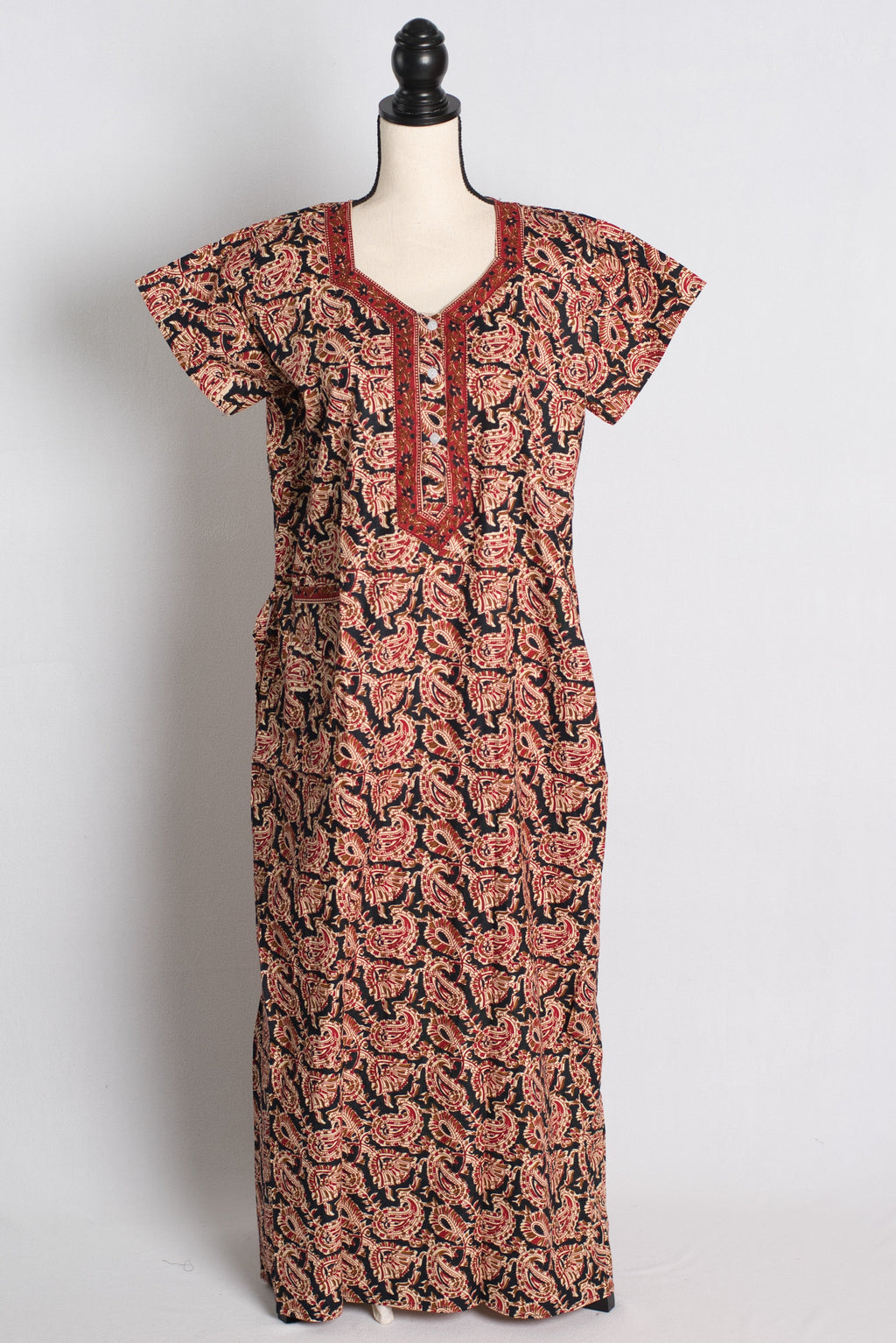 Pure Cotton Kalamkari Black Indian Nighty
