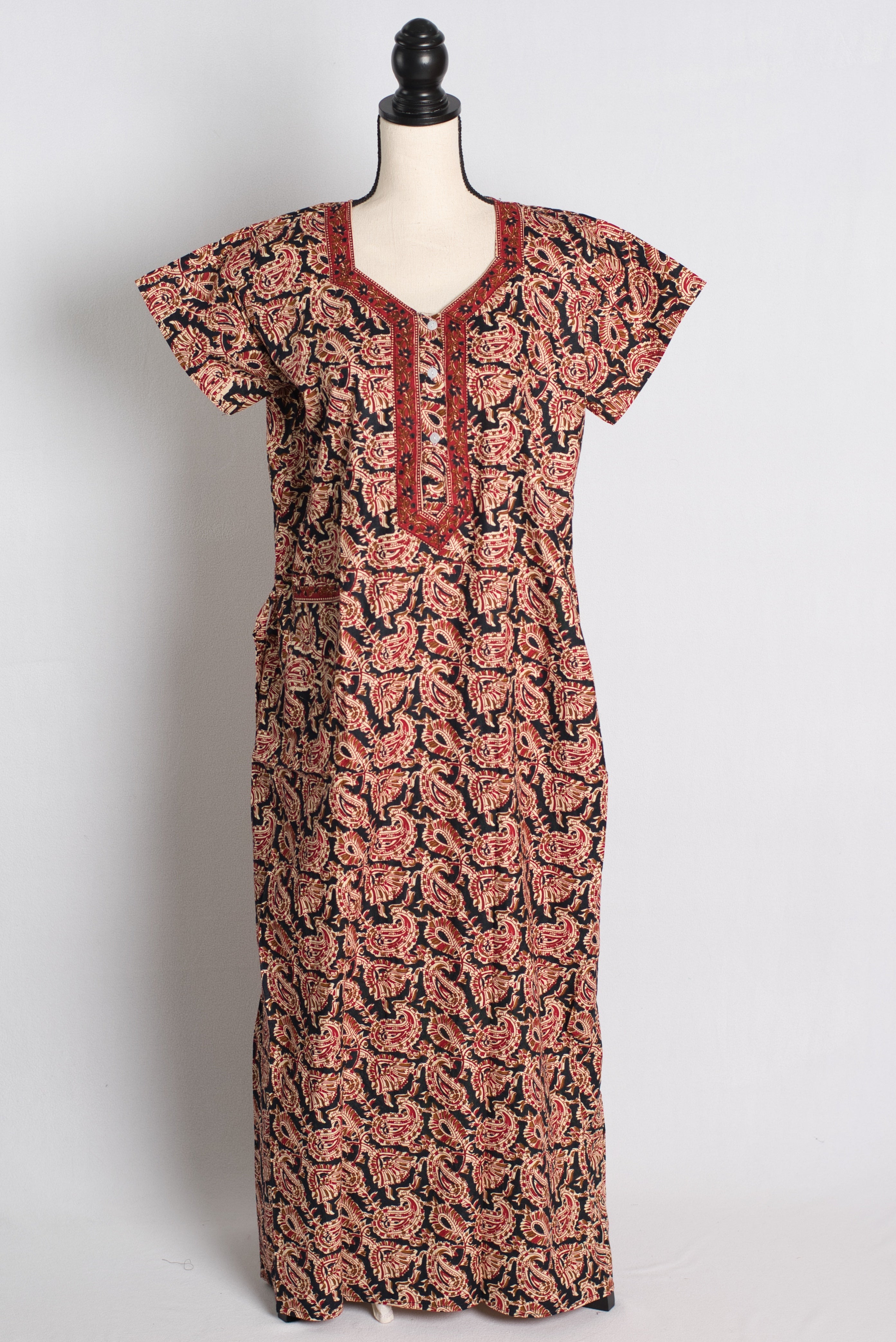 Pure Cotton Kalamkari Black Indian Nighty