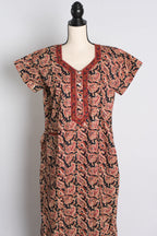 Pure Cotton Kalamkari Black Indian Nighty