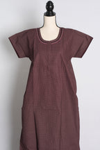 Pure Cotton Maroon Embroidered Indian Nighty — Style B (Dec)