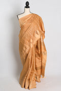 Soft Art Silk Temple Border Saree in Brown