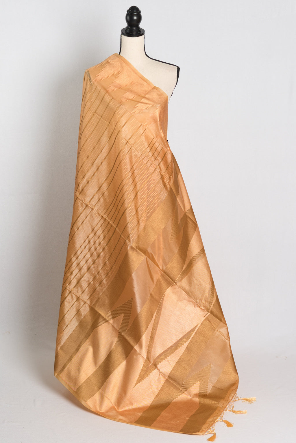 Soft Art Silk Temple Border Saree in Brown