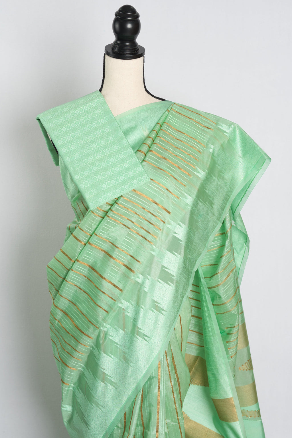 Soft Art Silk Temple Border Saree in Green