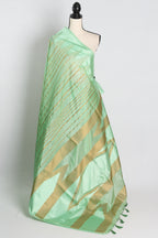 Soft Art Silk Temple Border Saree in Green