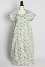 Pure Cotton Light Green Floral Printed Indian Nighty