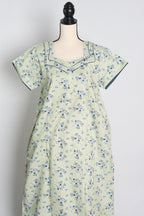 Pure Cotton Light Green Floral Printed Indian Nighty