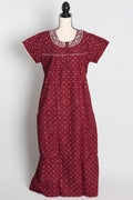 Pure Cotton Maroon Embroidered Indian Nighty — Style A (Jan)