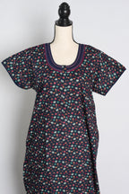 Pure Cotton Blue Floral Printed Indian Nighty — Style A (Jan)