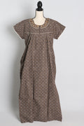 Pure Cotton Brown Embroidered Indian Nighty