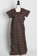 Pure Cotton Black Floral Printed Indian Nighty