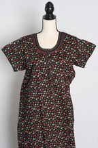Pure Cotton Black Floral Printed Indian Nighty