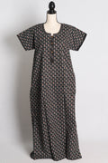 Pure Cotton Black Printed Indian Nighty in Regular Size