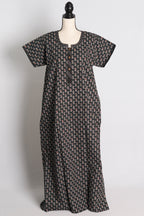 Pure Cotton Black Printed Indian Nighty in Regular Size