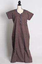 Pure Cotton Brown Printed Indian Nighty in Regular Size
