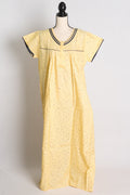 Pure Cotton Yellow Floral Printed Indian Nighty in Regular Size