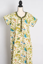 Printed White and Green Cotton Nightwear in Regular Size — Style A (Jan)
