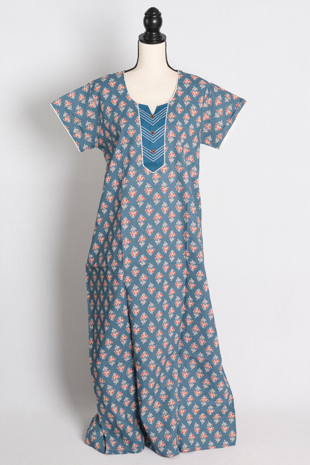 Printed Blue Cotton Nightwear in Regular Size — Style A (Jan)