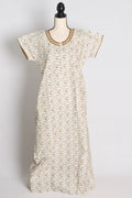 Printed White and Green Cotton Nightwear in Regular Size — Style B (Jan)