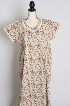 Printed Beige Cotton Nightwear in Regular Size