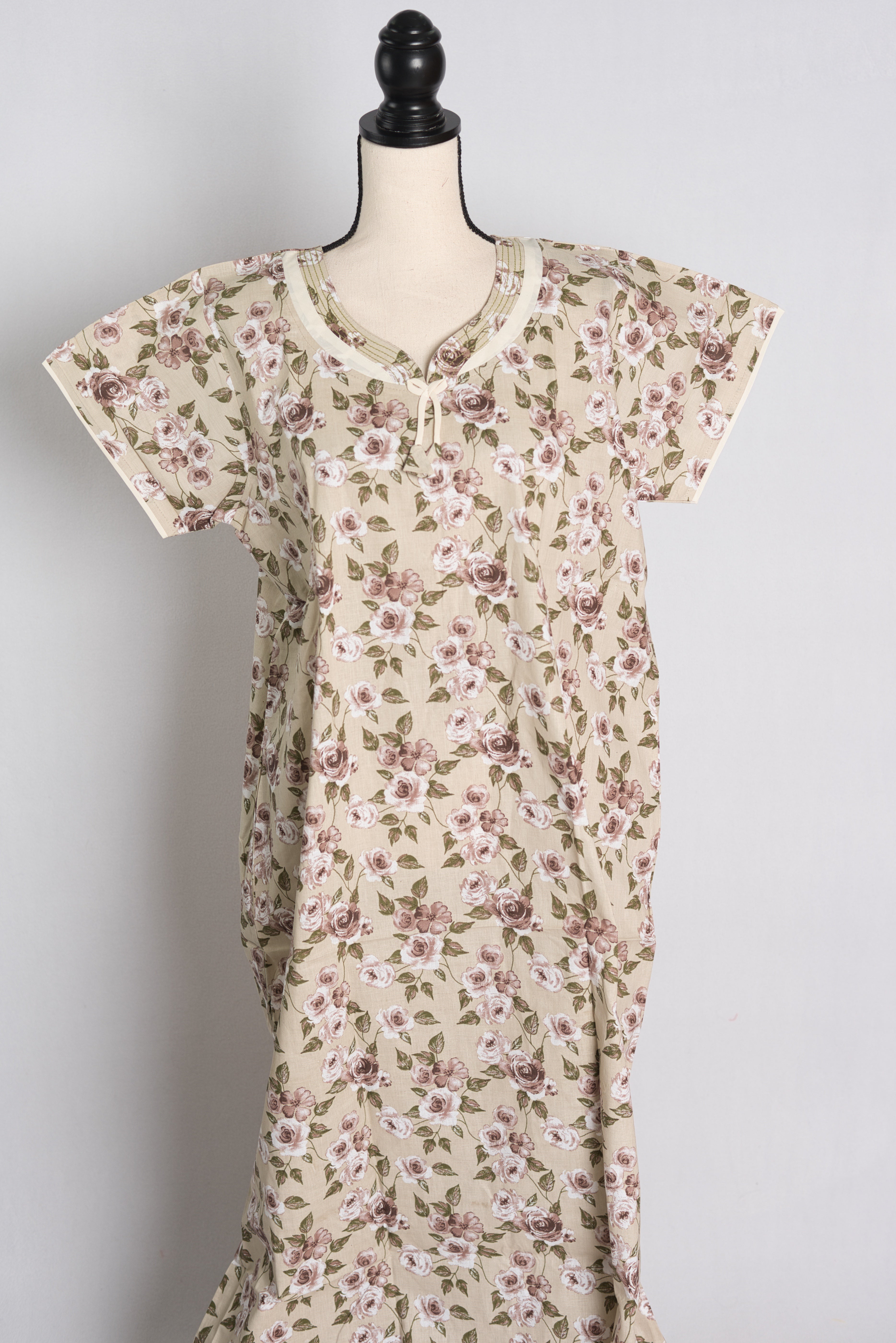 Printed Beige Cotton Nightwear in Regular Size