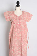 Printed Off White and Red Cotton Nightwear in Regular Size