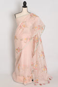 Rohini | Pink Floral Embroidery Blended Cotton Kota Saree