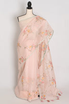 Rohini | Pink Floral Embroidery Blended Cotton Kota Saree