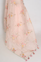 Rohini | Pink Floral Embroidery Blended Cotton Kota Saree