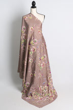 Dusty Mauve Floral Munga Cotton Saree with Woven Sequins
