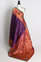 Silk Mark Certified Purple Kanji Gadwal Silk Saree