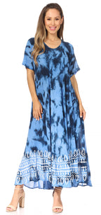 Sakkas Marcela Women's Casual Summer Maxi Short Sleeve Boho Dress Kaftan Sundress