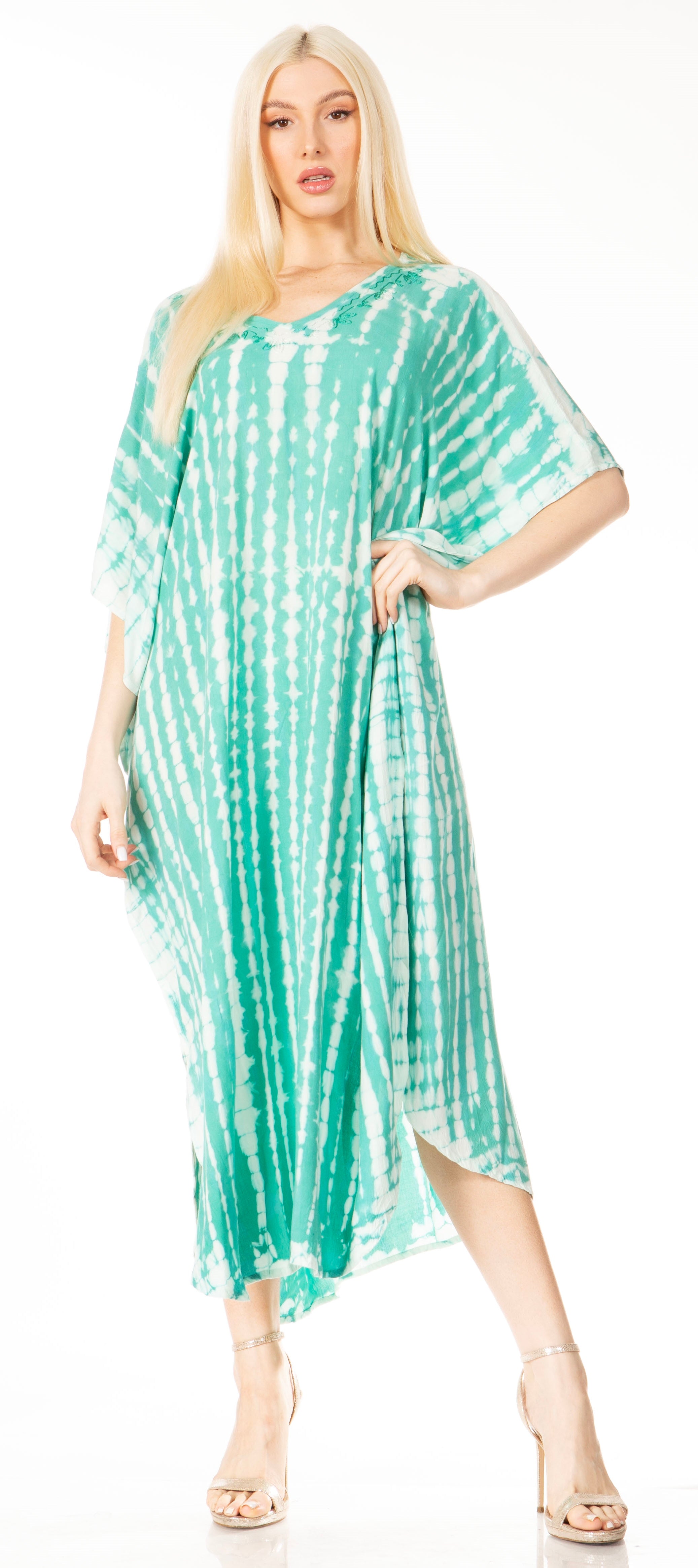 Sakkas Maitte Women's V-Neck Printed Kaftan Cover-Up Dress for the Beach - Buy One Get One