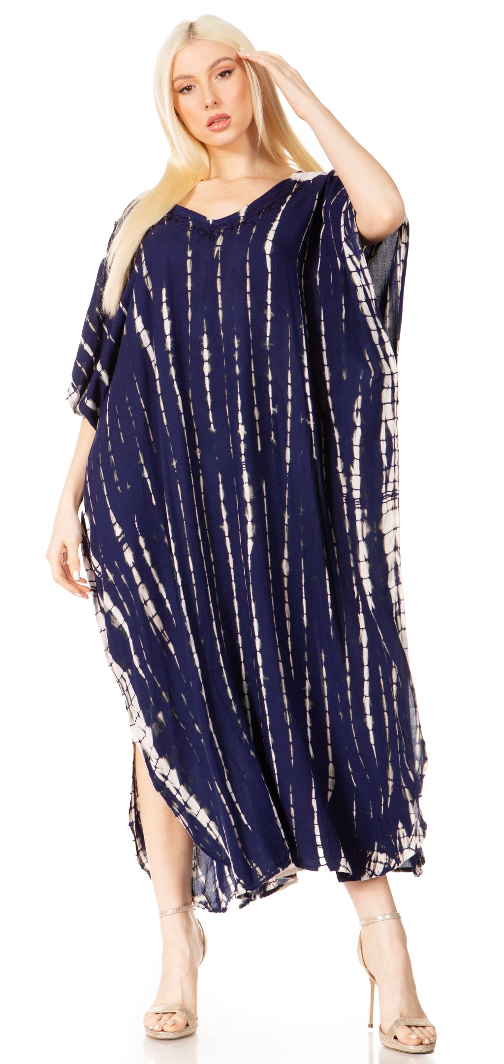 Sakkas Maitte Women's V-Neck Printed Kaftan Cover-Up Dress for the Beach - Buy One Get One