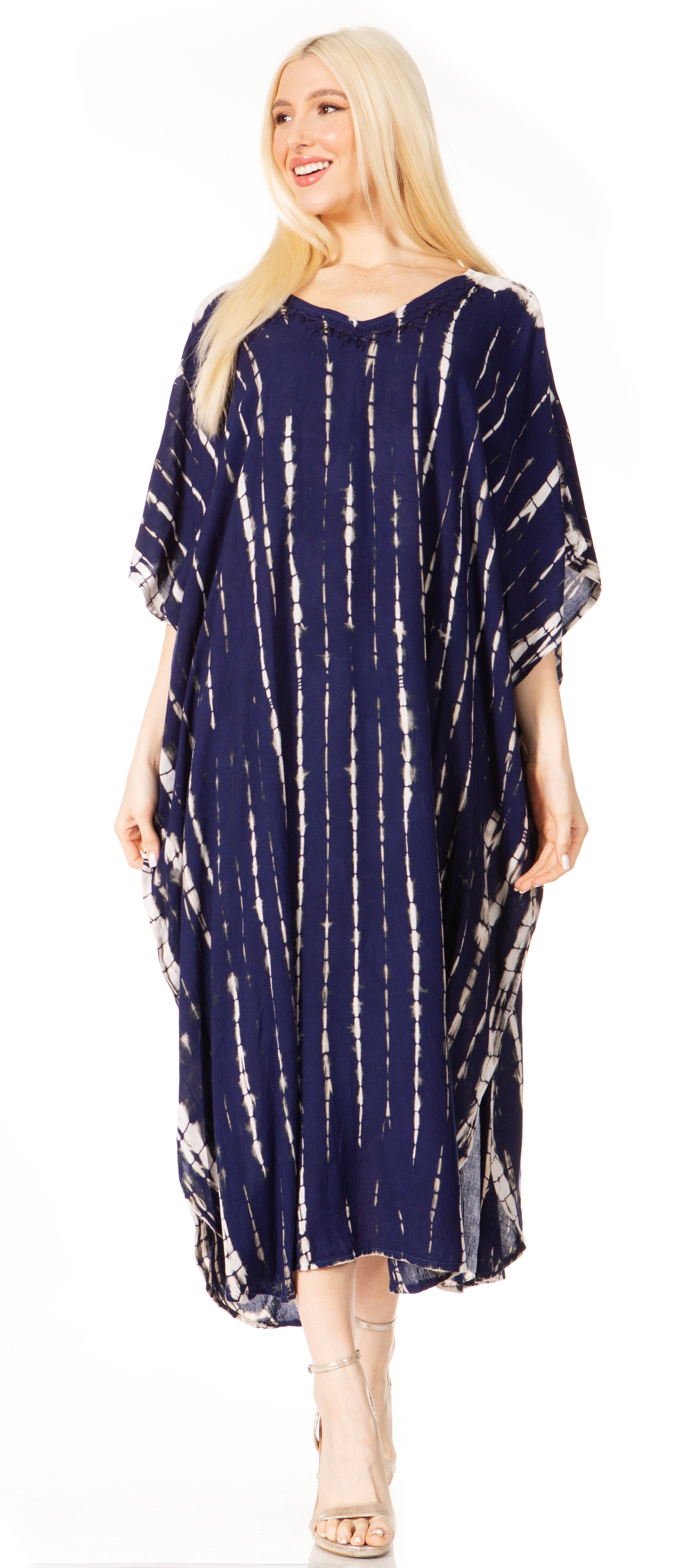 Sakkas Maitte Women's V-Neck Printed Kaftan Cover-Up Dress for the Beach - Buy One Get One