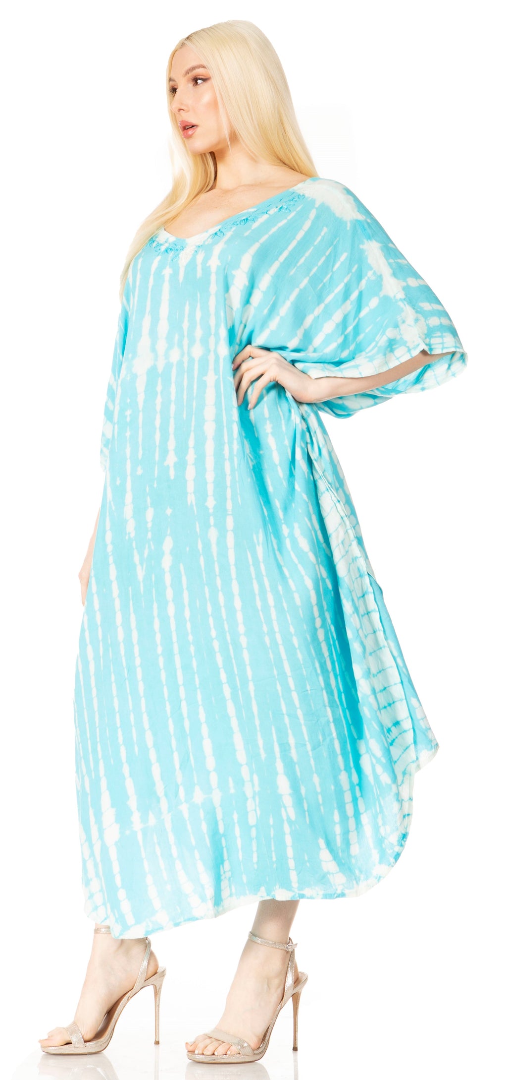 Sakkas Maitte Women's V-Neck Printed Kaftan Cover-Up Dress for the Beach - Buy One Get One