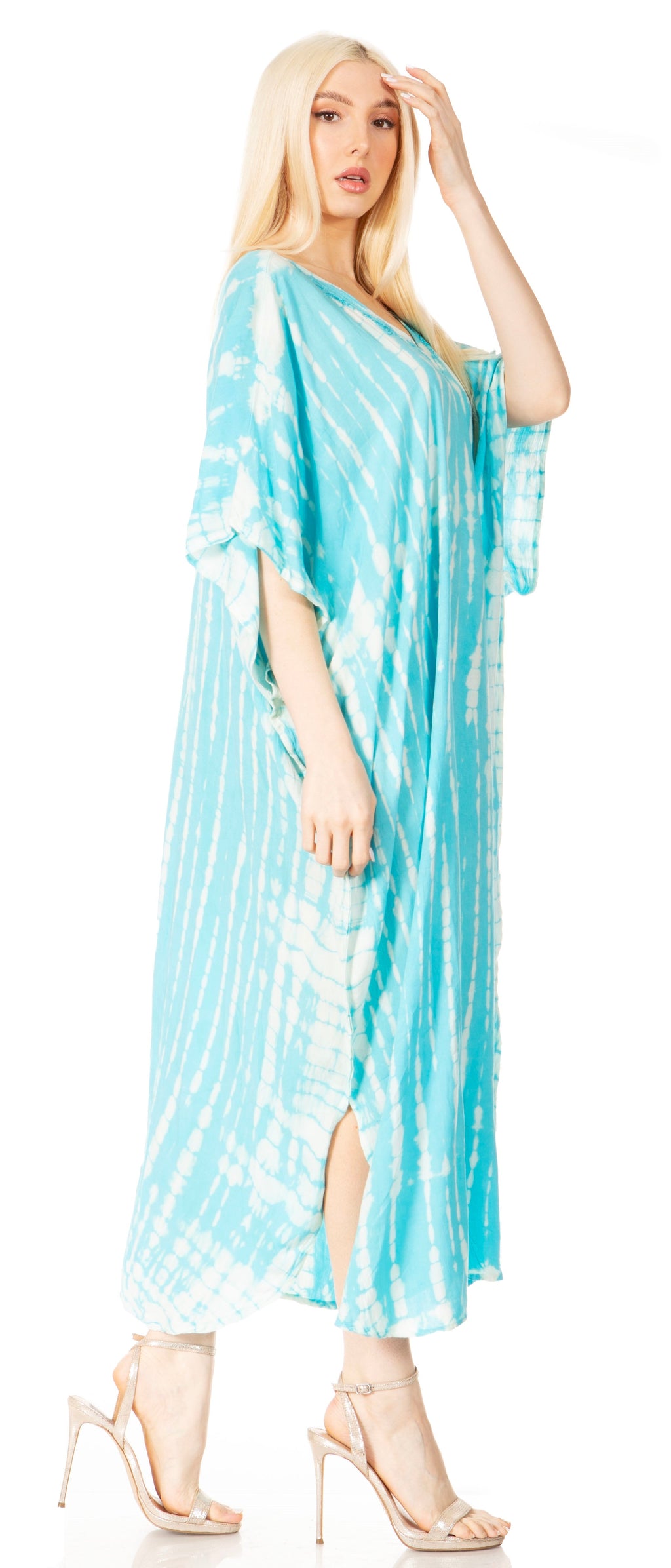 Sakkas Maitte Women's V-Neck Printed Kaftan Cover-Up Dress for the Beach - Buy One Get One