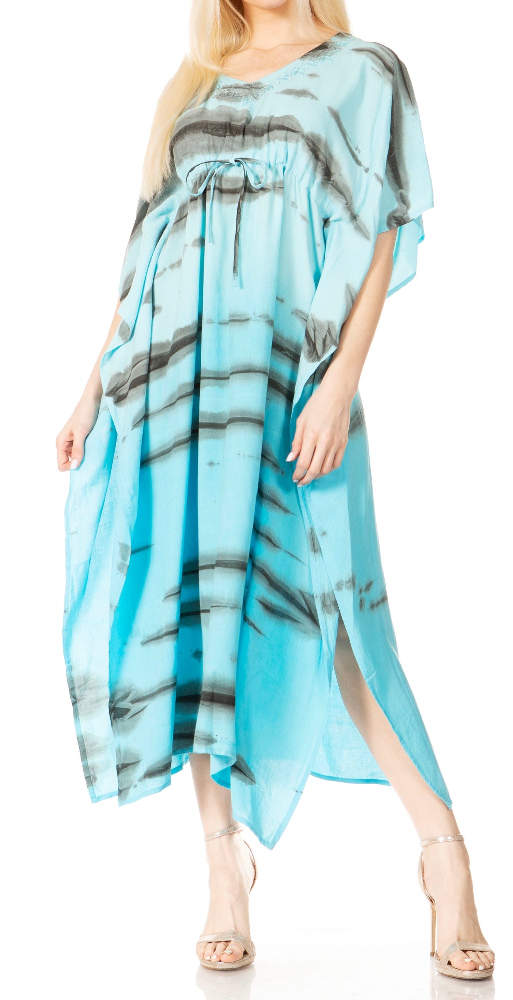 Sakkas Maitte Women's V-Neck Printed Kaftan Cover-Up Dress for the Beach - Buy One Get One