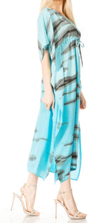 Sakkas Maitte Women's V-Neck Printed Kaftan Cover-Up Dress for the Beach - Buy One Get One